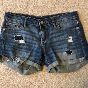 Aeropostale Midi Ripped Denim Shorts